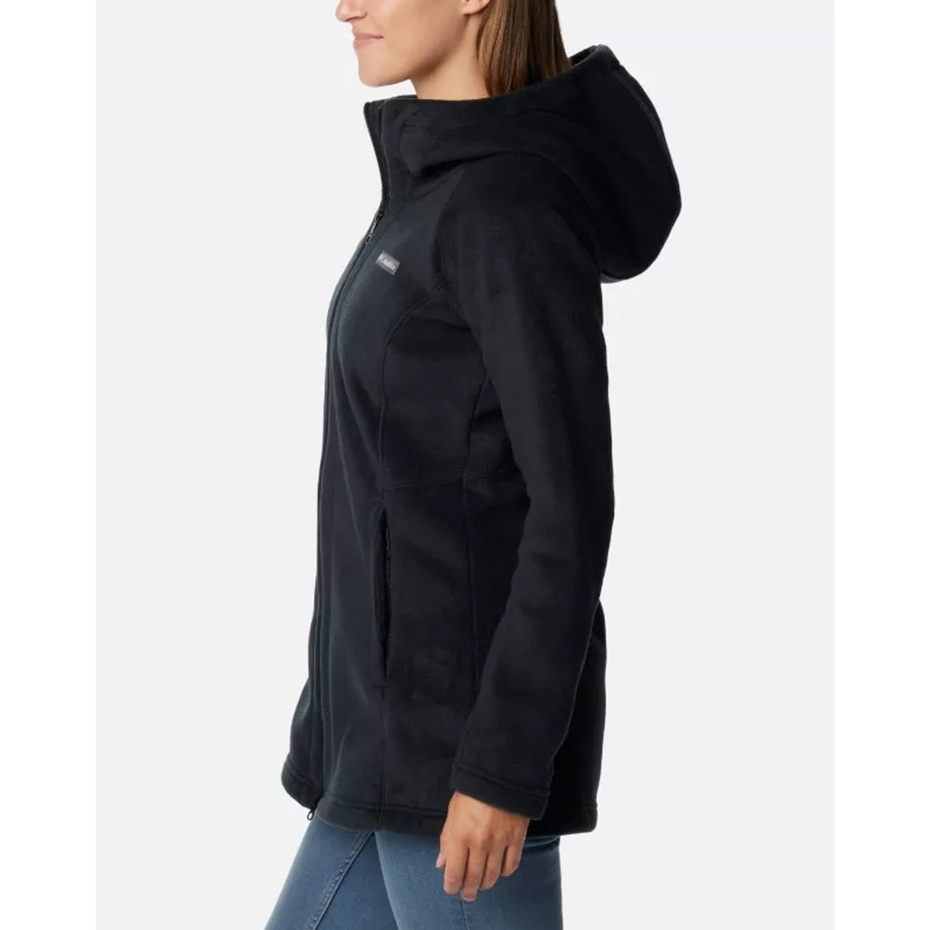 COLUMBIA Women's Benton Springs II Long Fleece Hoodie Jacket Small Black NWT