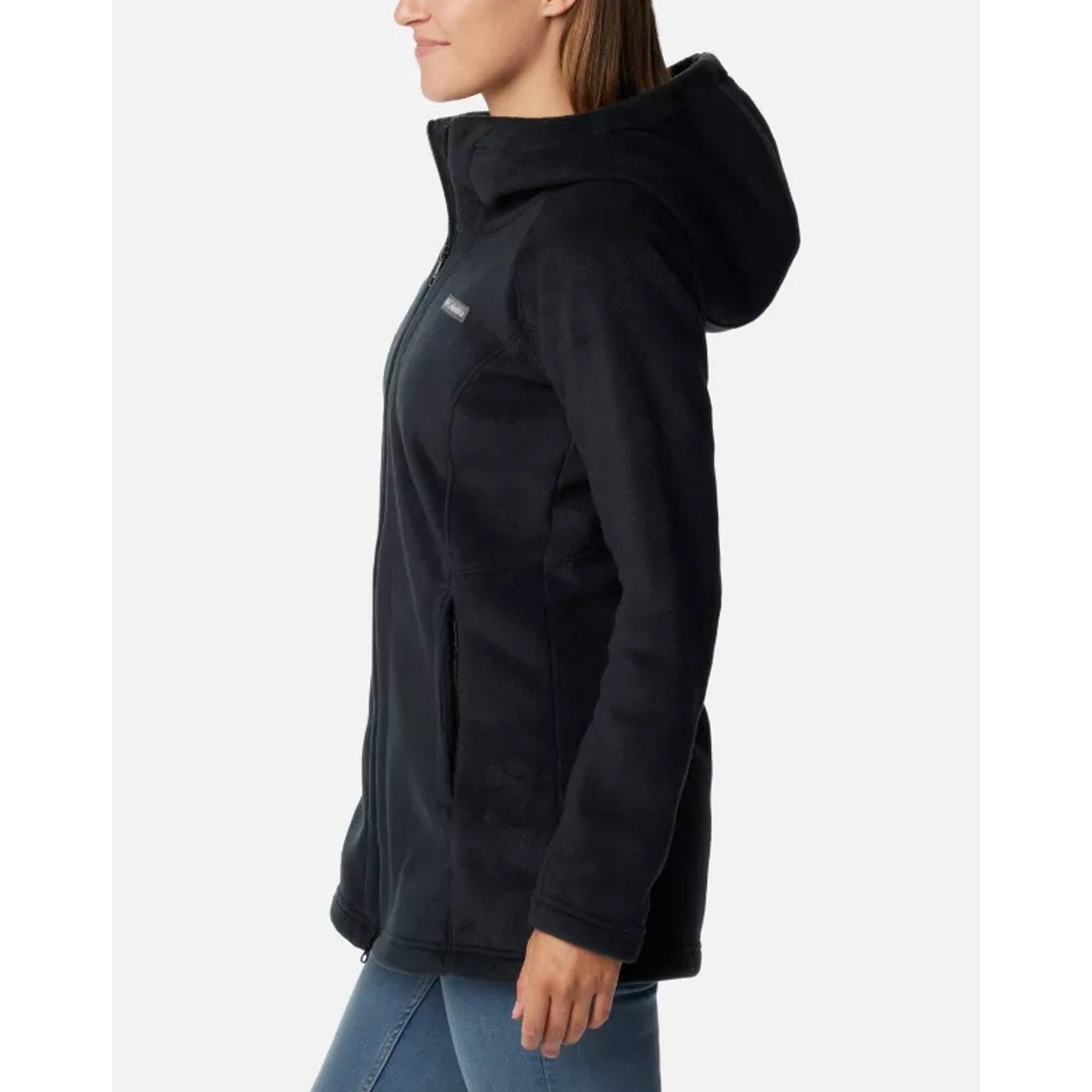 COLUMBIA Women's Benton Springs II Long Fleece Hoodie Jacket Small Black NWT
