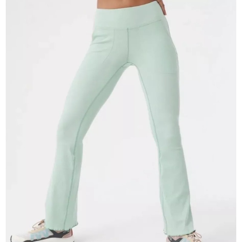 OUTDOOR VOICES Womens SuperForm Rib Flare Athletic Pants Small Green Patina NWT