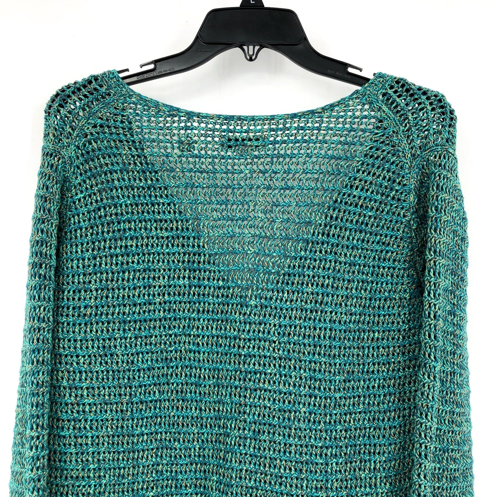 VINCE Women's Marled Crochet Cardigan Green Marl Small V-Neck Cotton NWT