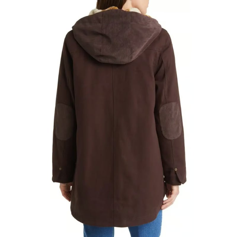 PENDLETON Womens Maria Canvas Corduroy Trim Parka XXL Coffee Brown Hooded NWT