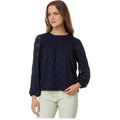 TOMMY HILFIGER Women's Popover Floral Blouse Medium Navy Blue Long Sleeve NWT