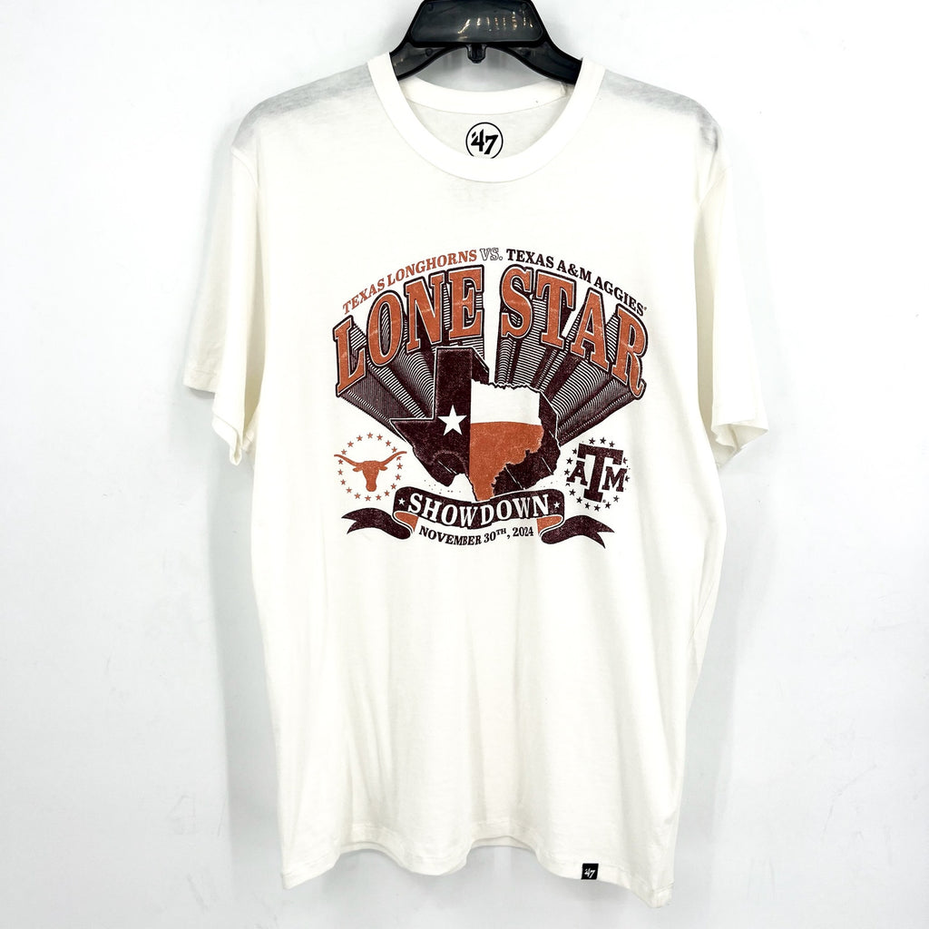 47 BRAND Mens Lone Star Showdown Football SS Fashion T Shirt Medium White NWT