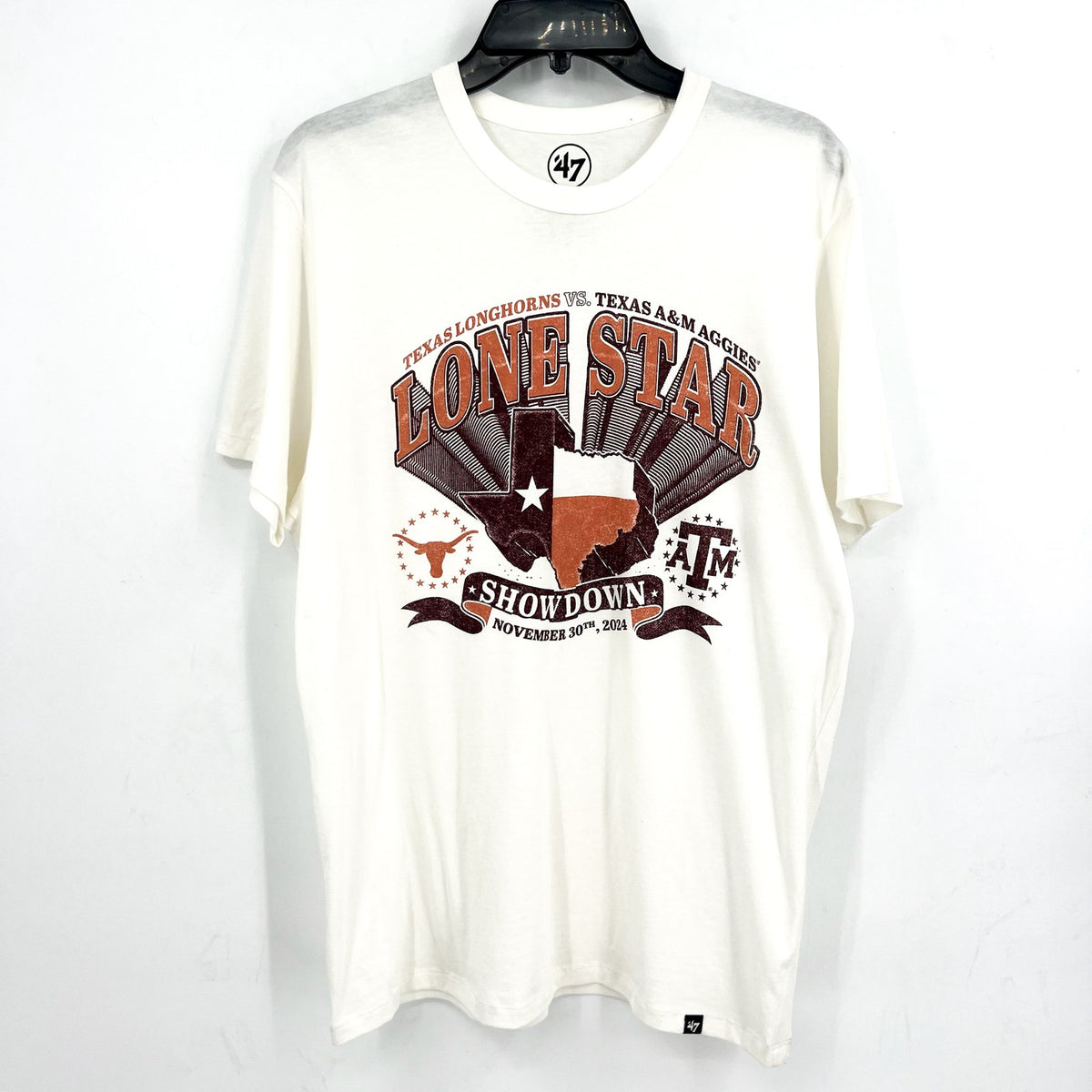 47 BRAND Mens Lone Star Showdown Football SS Fashion T Shirt Medium White NWT