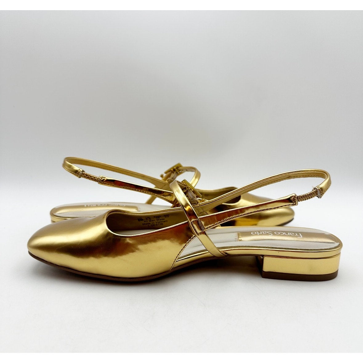 Franco Sarto Womens Destin Mary Jane Flats Size 6 M Gold Patent Leather NIB