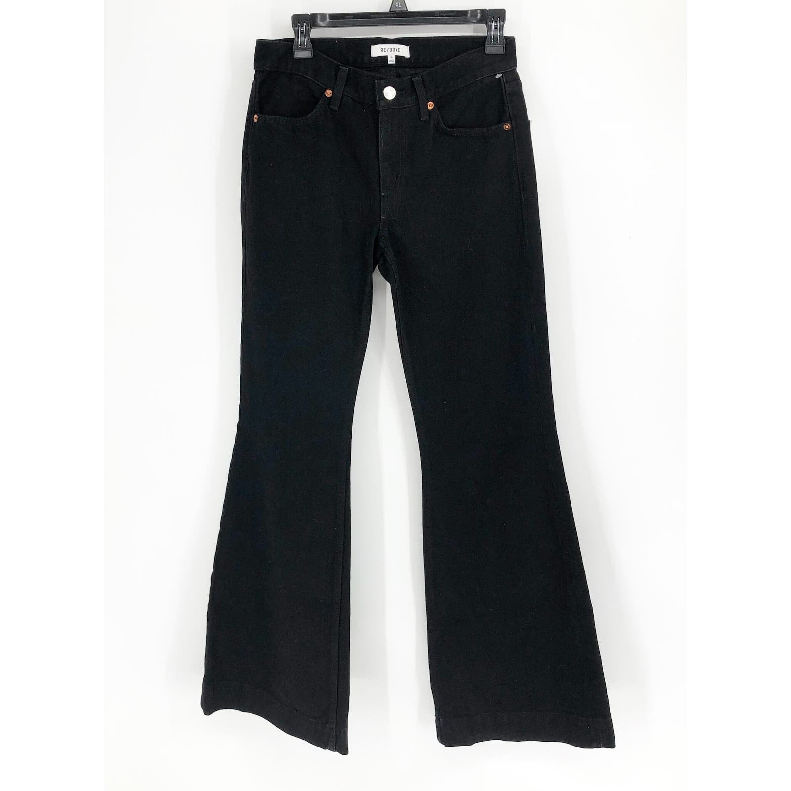 RE/DONE Womens Originals 70's Low Rise Bell Bottom Jeans Size 26 US 2 Black NWOT