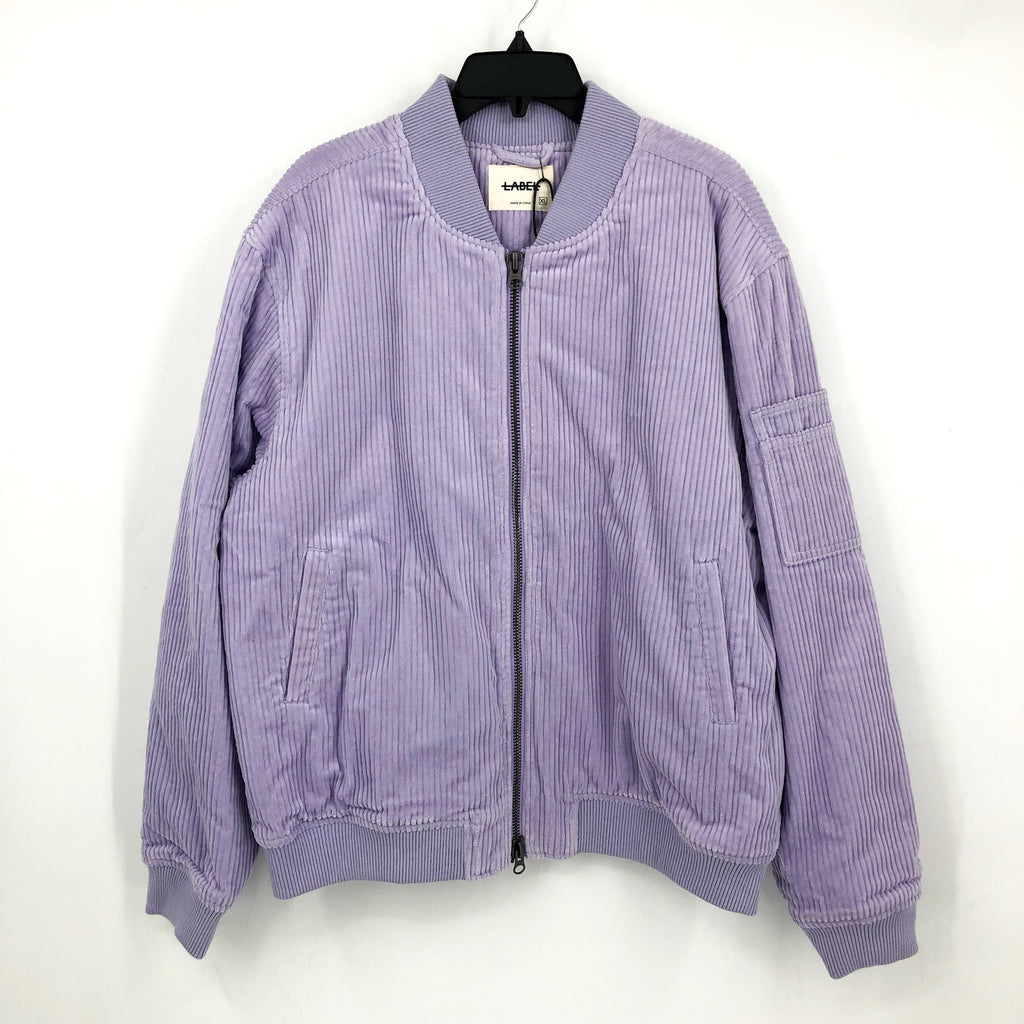 LABEL Unisex Go-To Corduroy Bomber Jacket XL Lavender Purple Full Zip NWT
