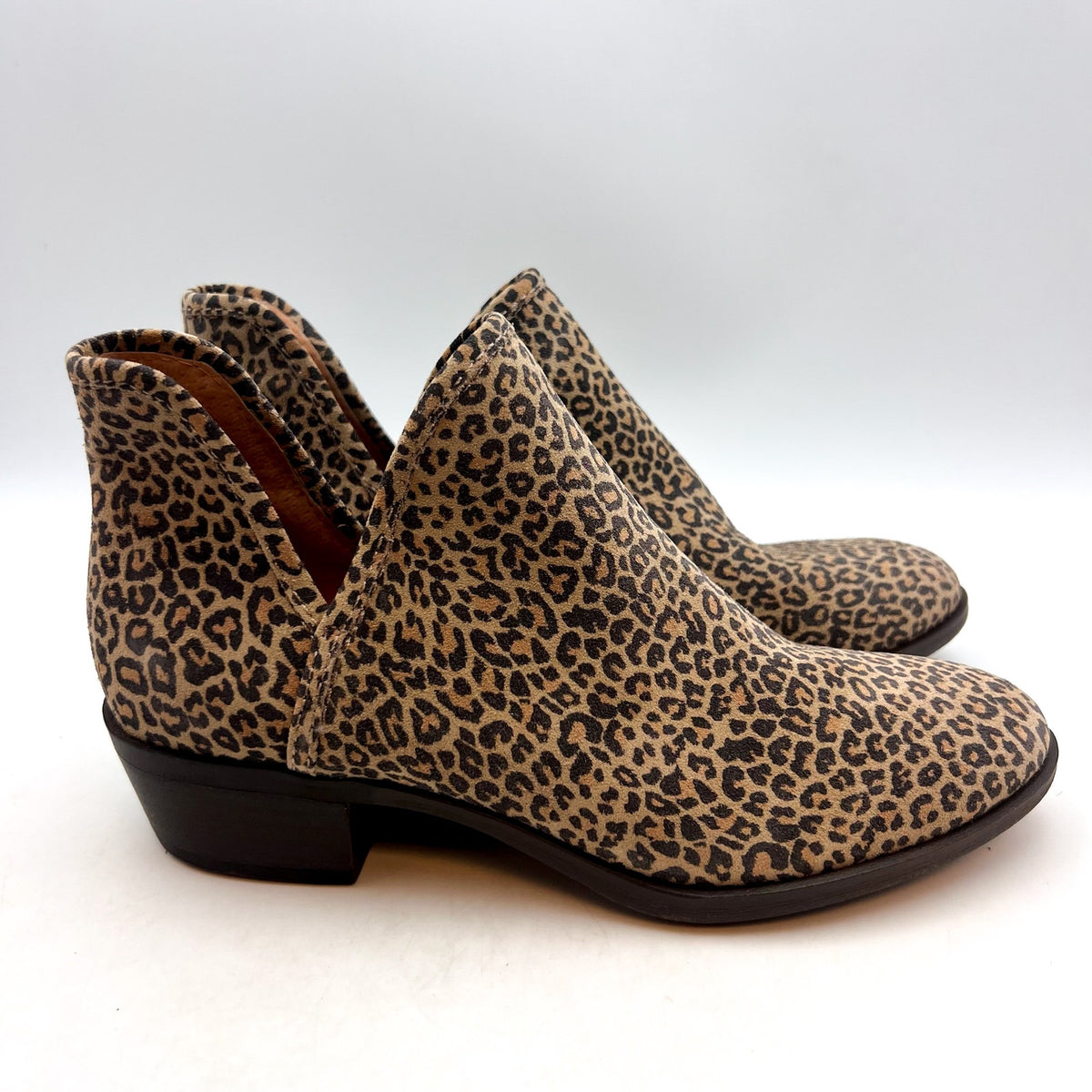 LUCKY BRAND Women's Baley 2 Ankle Bootie Size 5M Brown Leopard Suede NWOB