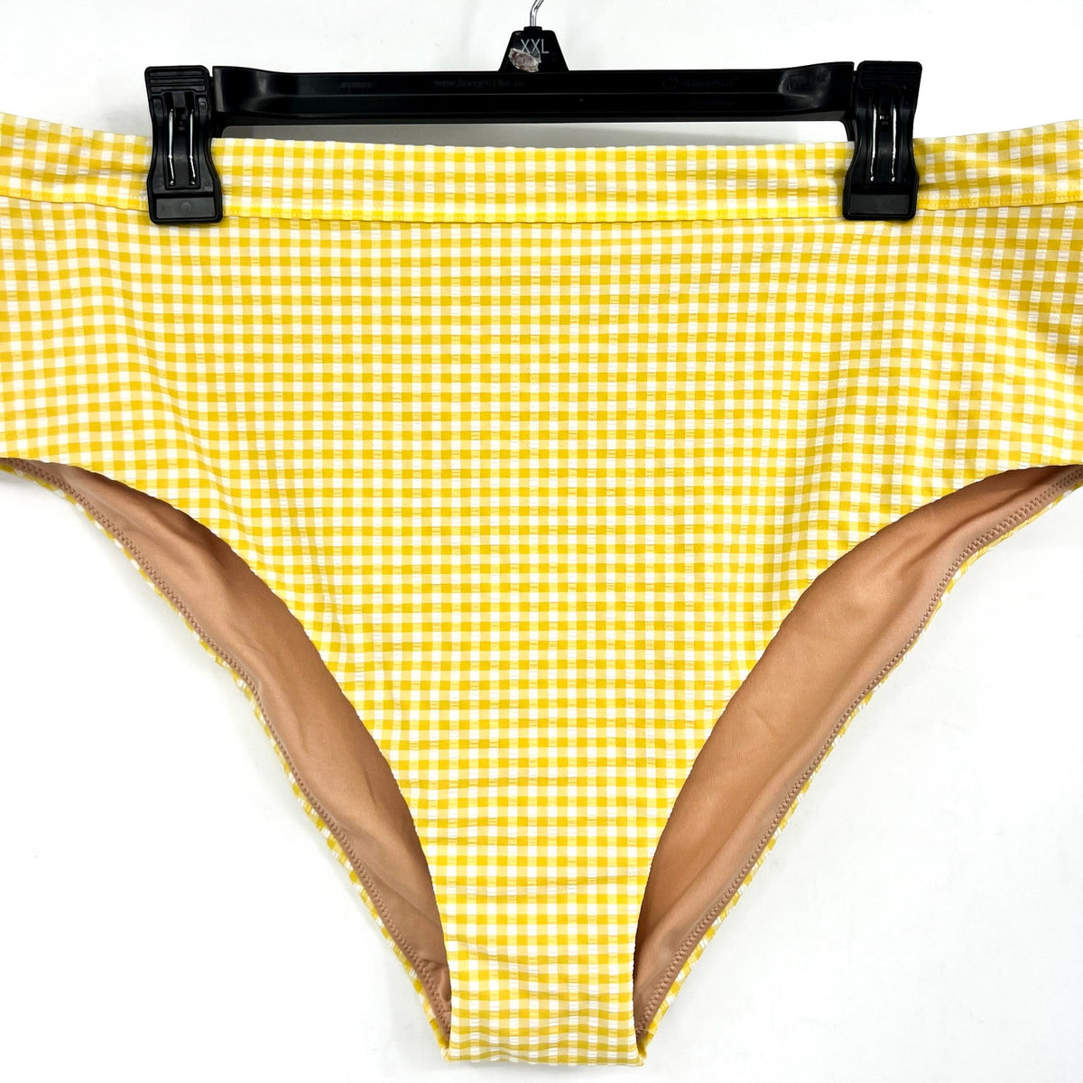 MADEWELL Prawn High-rise Bikini Bottom XL Yellow Chamomile Tea Seersucker NWT