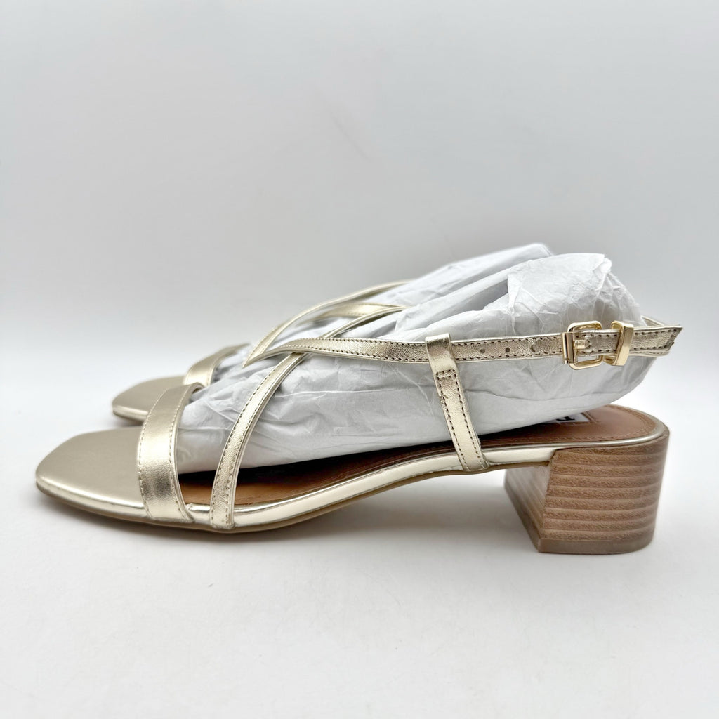 Dune London Womens Jaskell Heeled Sandals EU 38 US 8 Gold Leather NIB