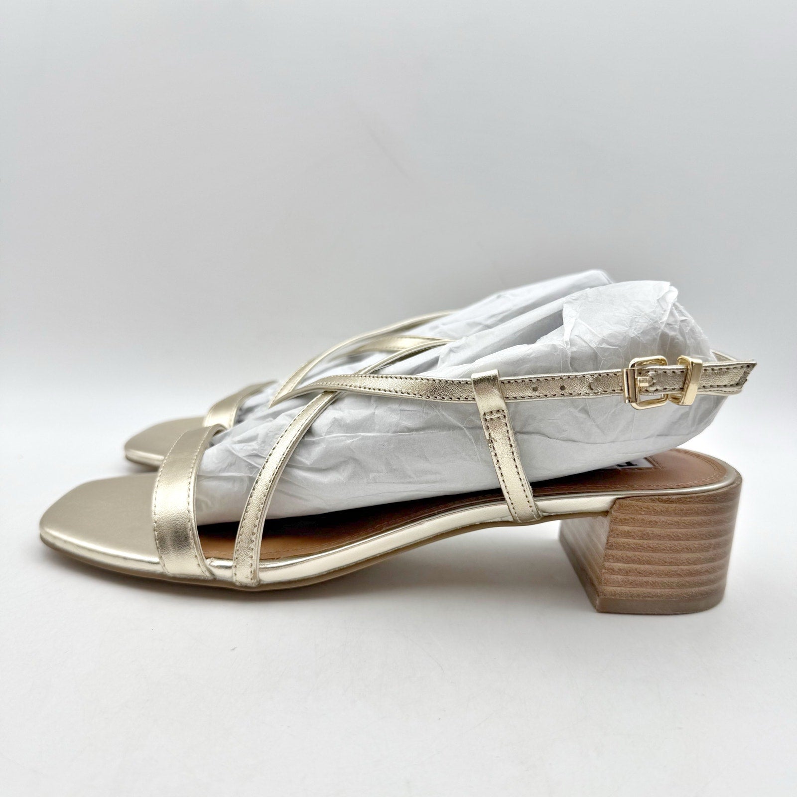 Dune London Womens Jaskell Heeled Sandals EU 38 US 8 Gold Leather NIB