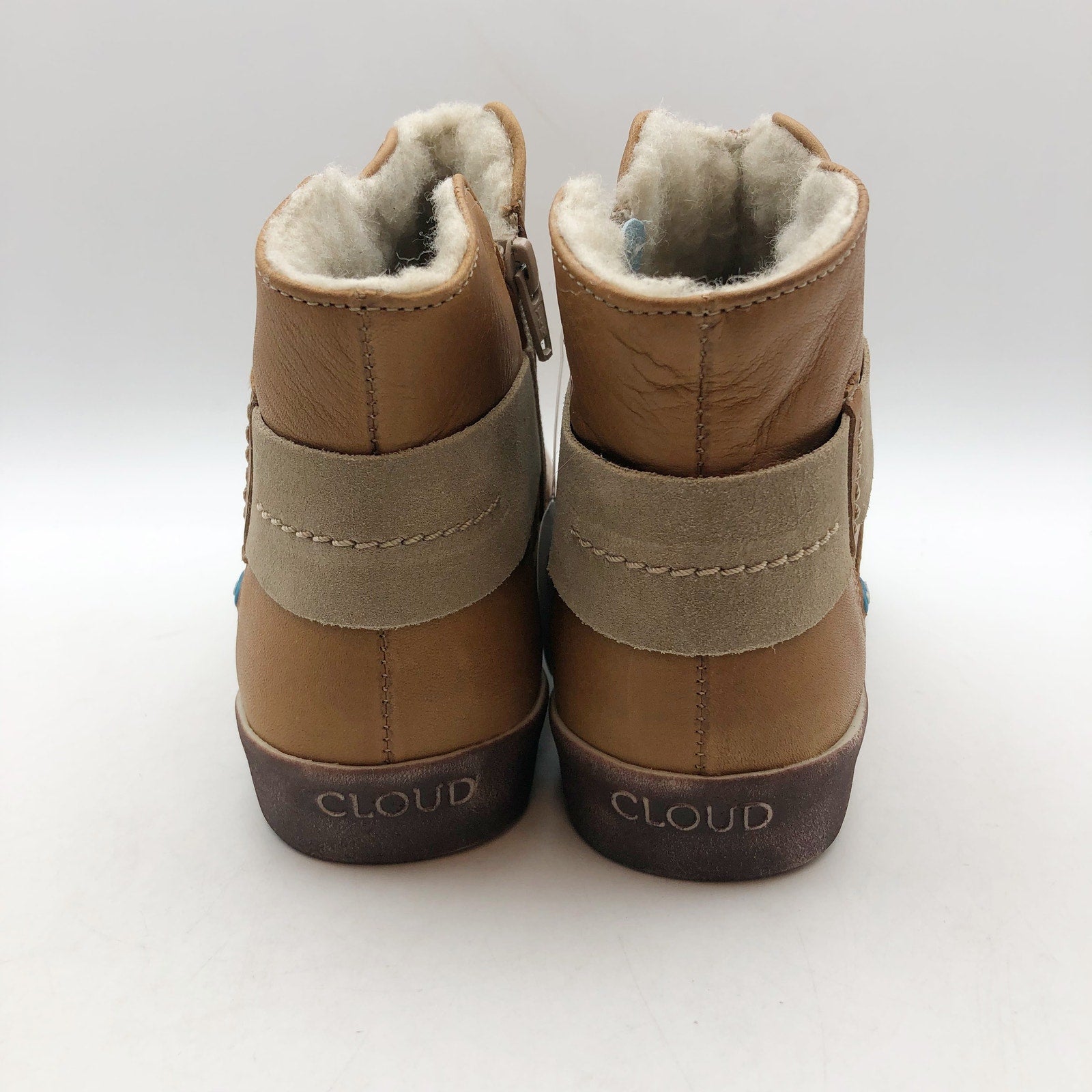 CLOUD Footwear Womens Aline Basic Boots Size 7 EU 38 Tan Leather Wool Lining NIB