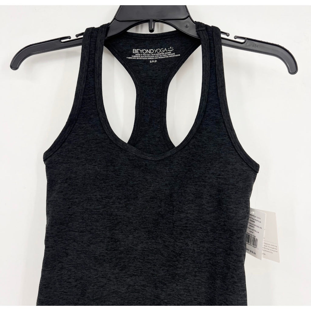 BEYOND YOGA Step Up Racerback Tank Top Small Gray Darkest Night Spacedye NWT