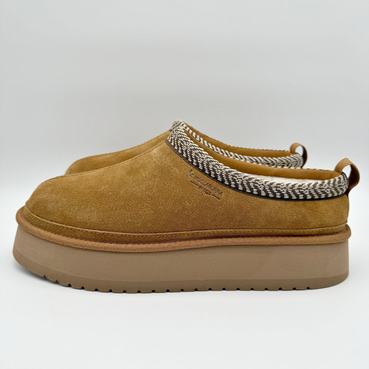 Koolaburra by UGG Womens Burree Platform Slippers US 12 Chestnut Brown Suede NIB