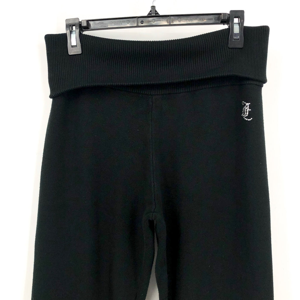 JUICY COUTURE Women's Low Rise Knit Flare Sweater PantLarge Black NWT