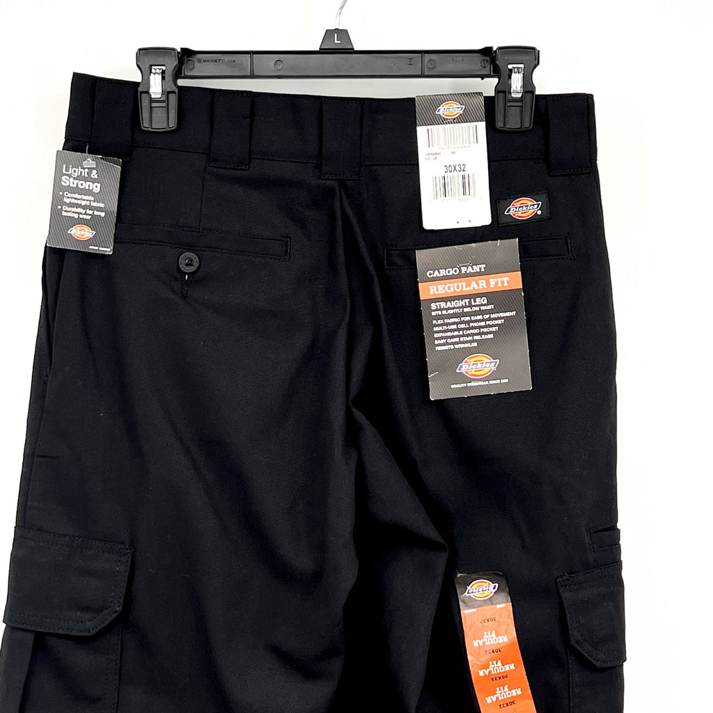 DICKIES Men's FLEX Regular Fit Cargo Pants 30x32 Black Stretch Straight Leg NWT