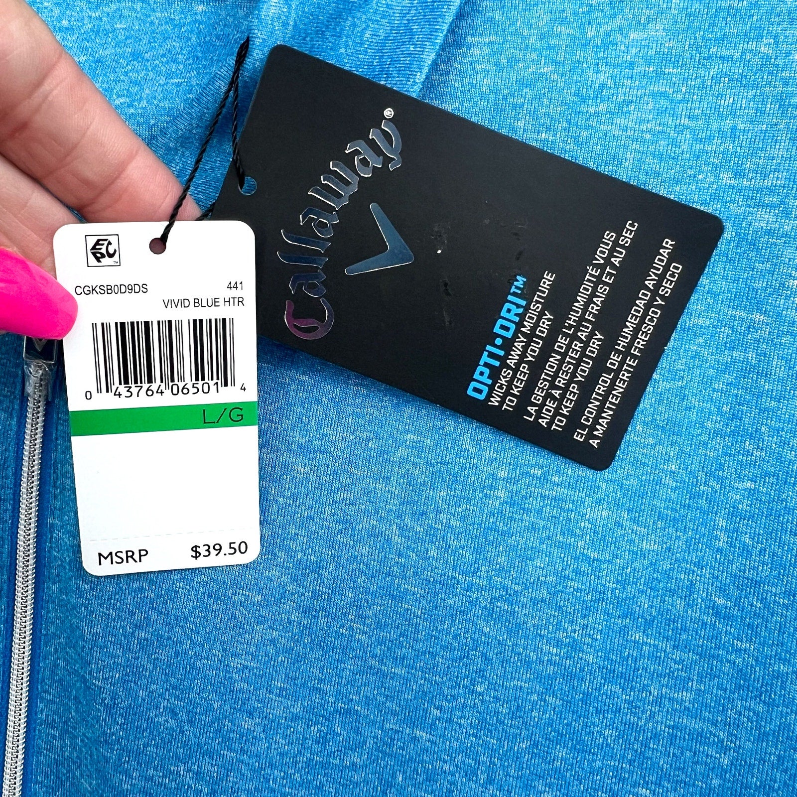 CALLAWAY Womens 1/4 Zip Short Sleeve Golf Polo Shirt Large Blue Sea Heather NWT