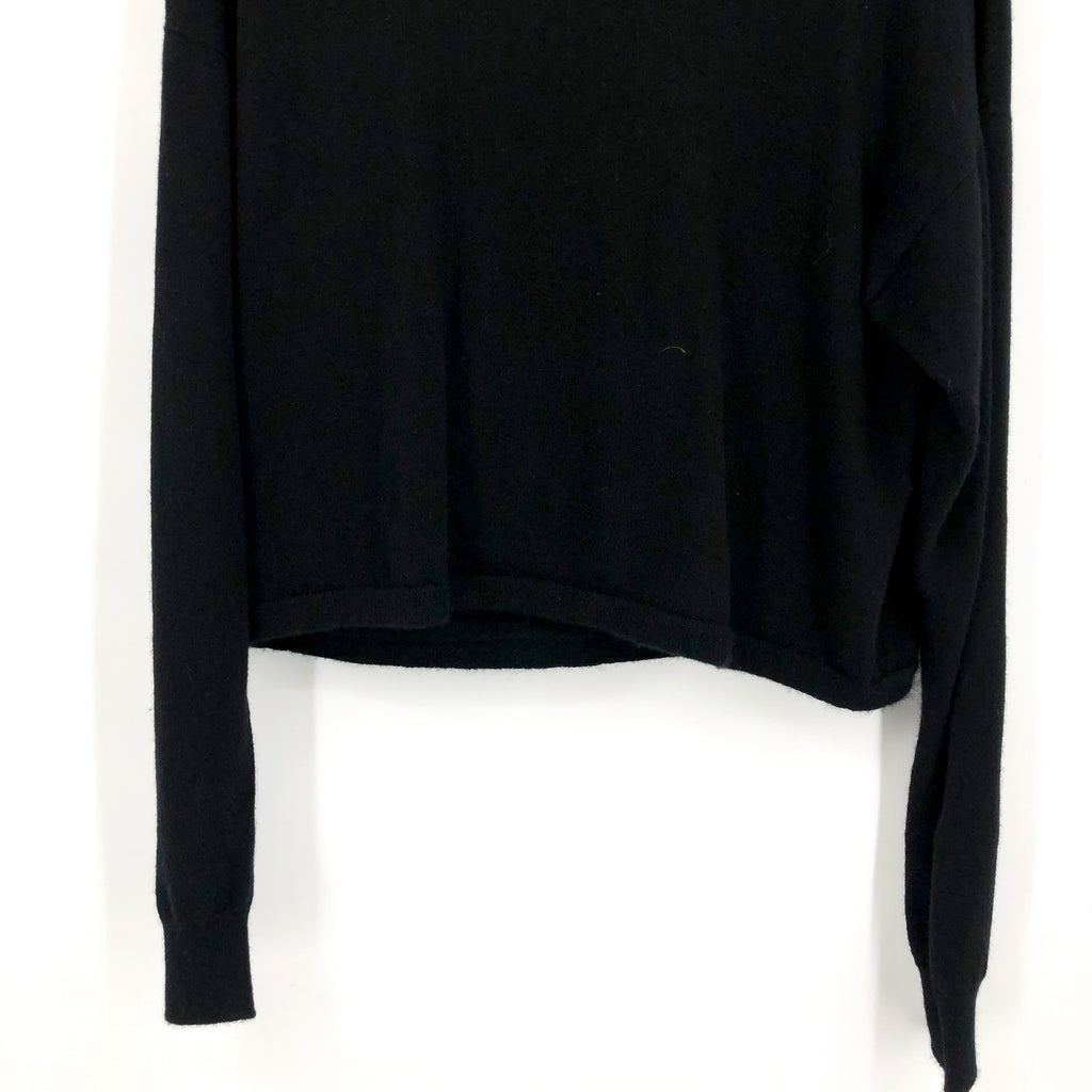 ACTIVE CASHMERE Women's Cashmere Cropped Hoodie Sweater Small Black NWT