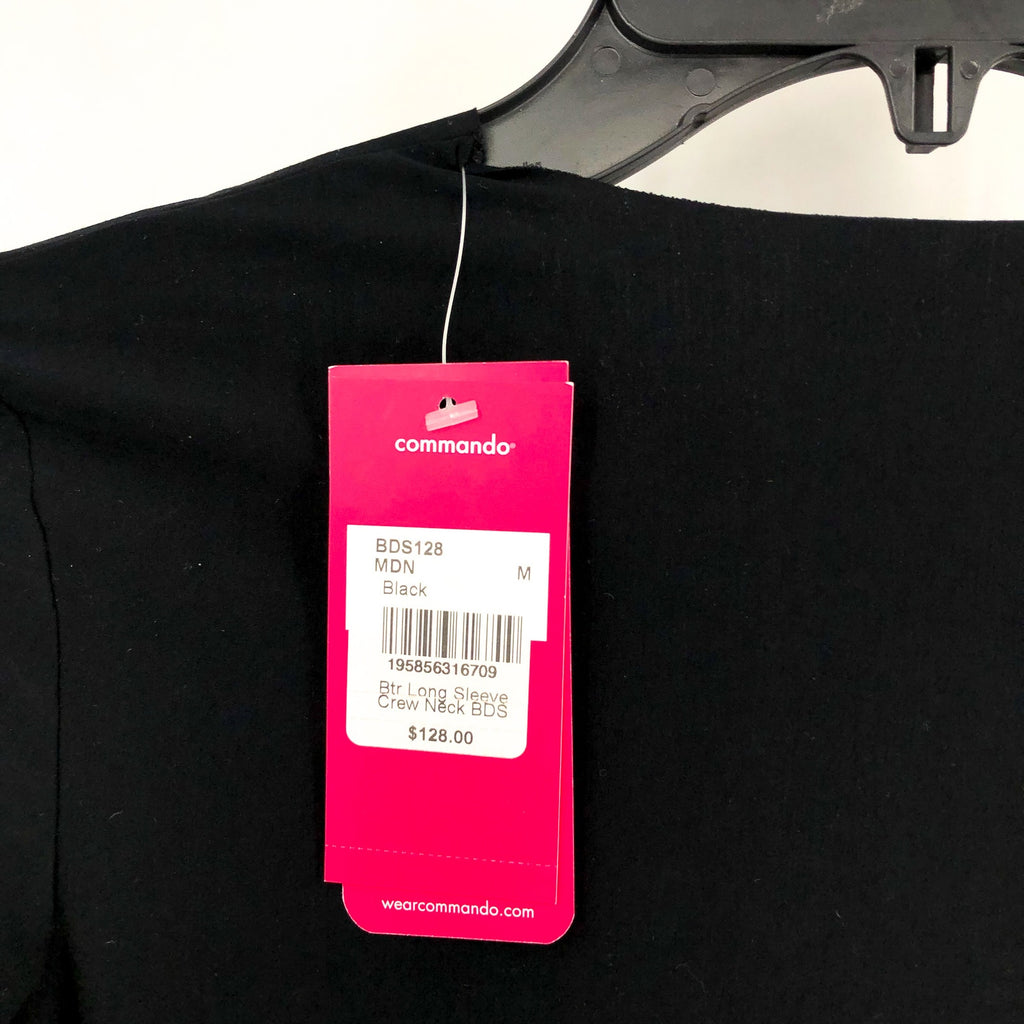 COMMANDO Women's Butter Long Sleeve Crewneck Bodysuit Medium Black NWT