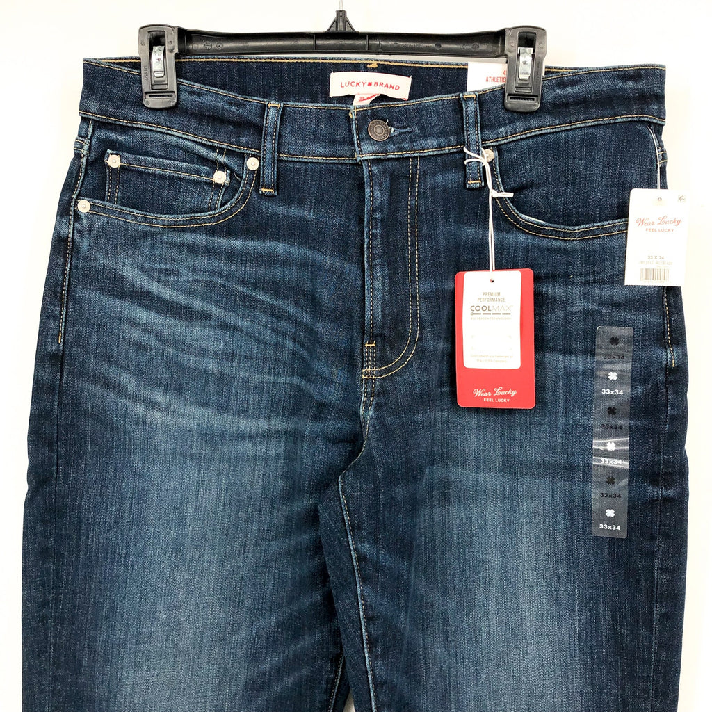 LUCKY BRAND Men's 410 Athletic Straight Jeans 33x34 Blue Royce Stretch NWT