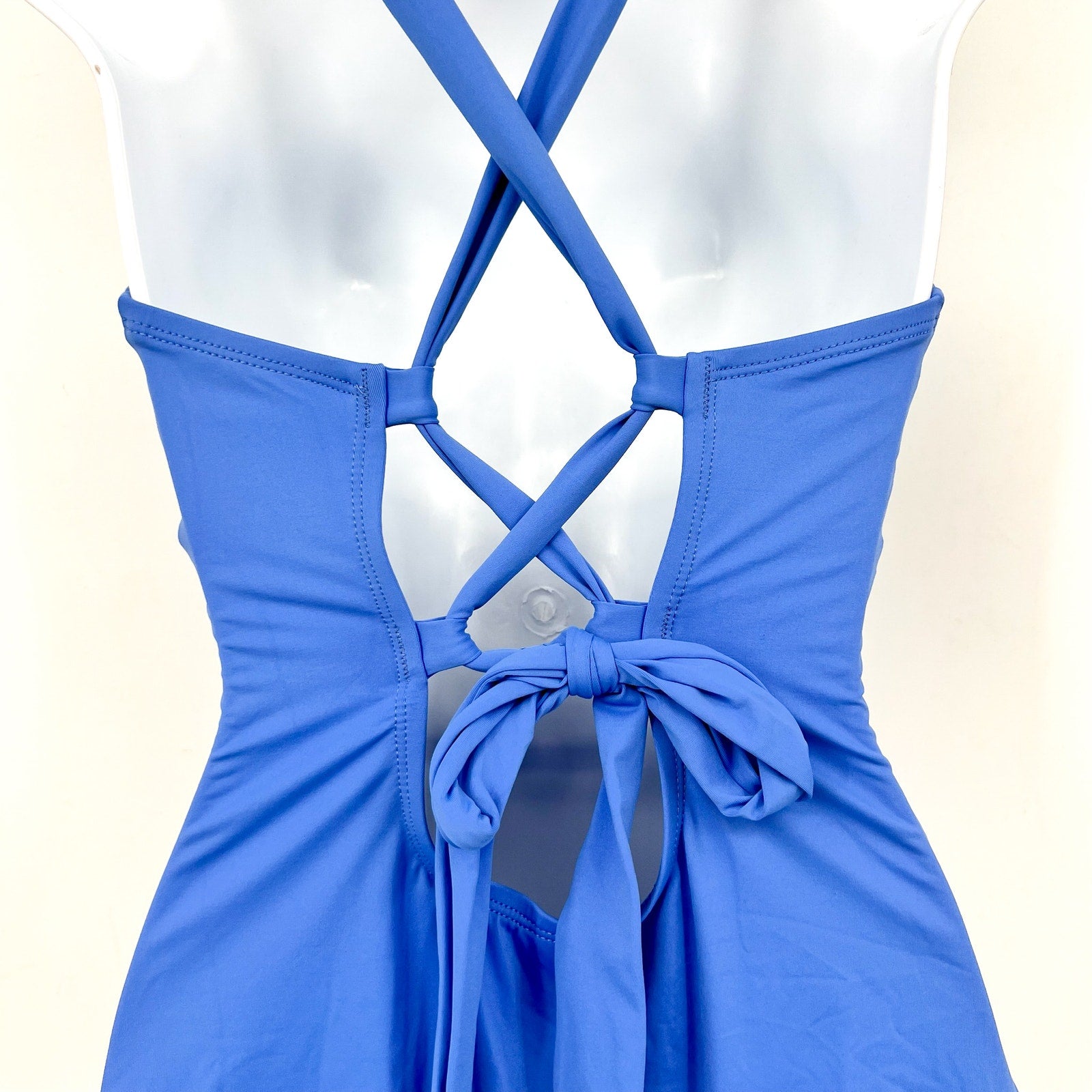 TOMMY BAHAMA Novelty Pearl One-Piece Swimsuit 10 Cornflower Blue Lace-Back NWOT