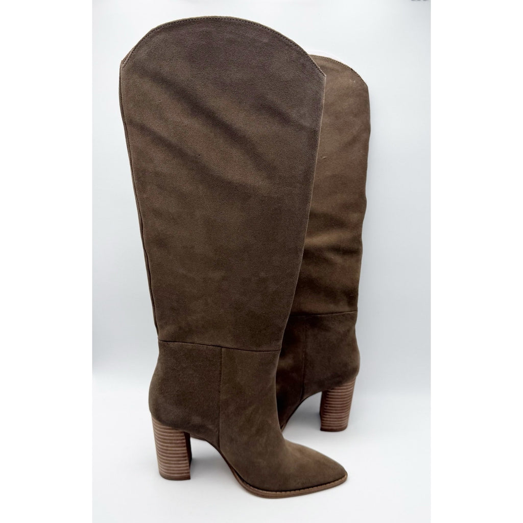 Steve Madden Women Bixby Knee High Boot US 7.5 M Brown Suede Water Repellent NIB