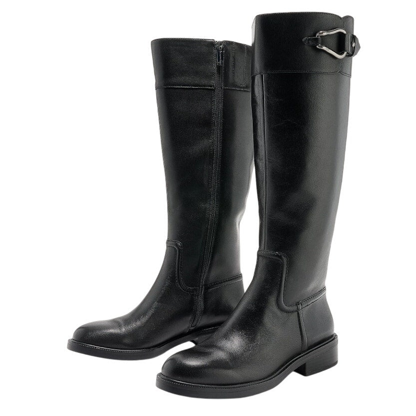 Vince Camuto Womens Andalian Knee High Boots US 6 M Wide Calf Black Leather NIB