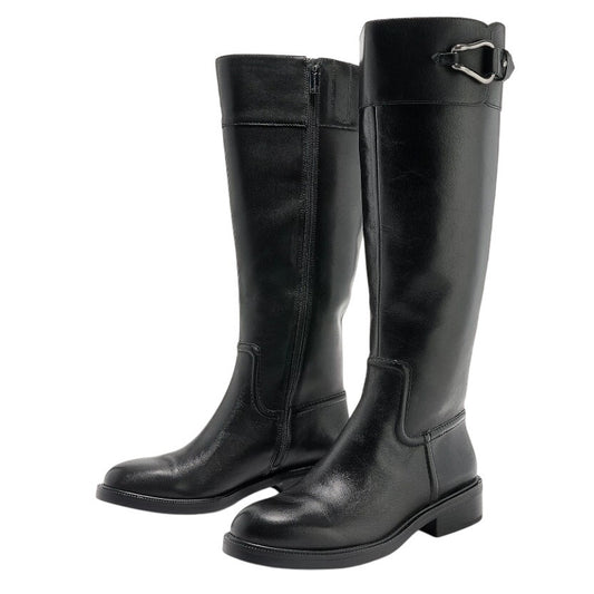 Vince Camuto Womens Andalian Knee High Boots US 6 M Wide Calf Black Leather NIB