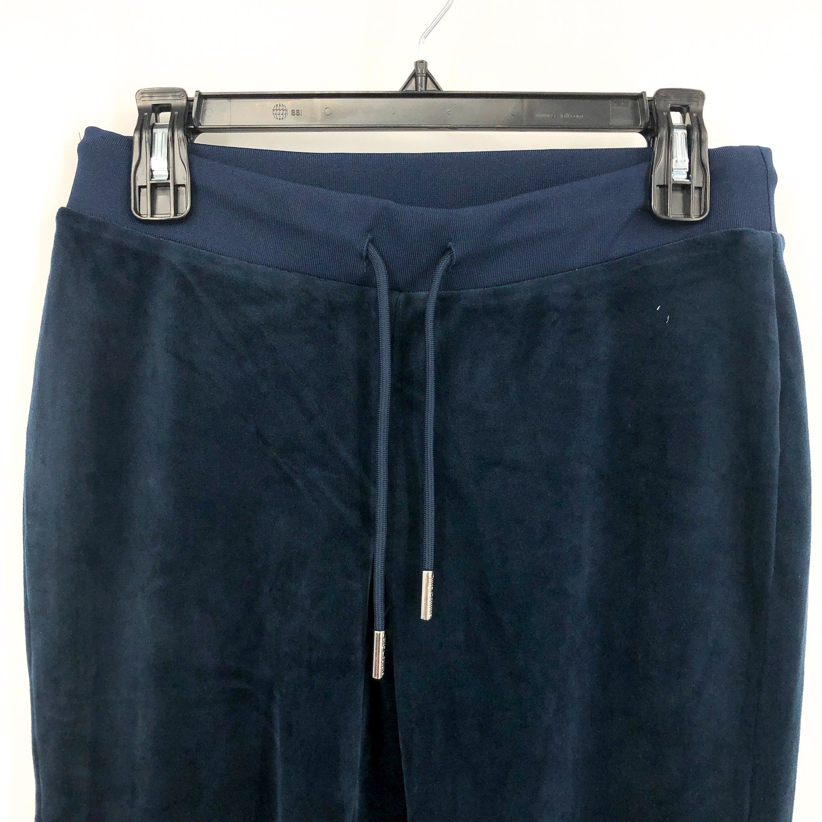 JUICY COUTURE Women's Velour Pants Small Regal Blue Straight Leg Rib Waist NWT