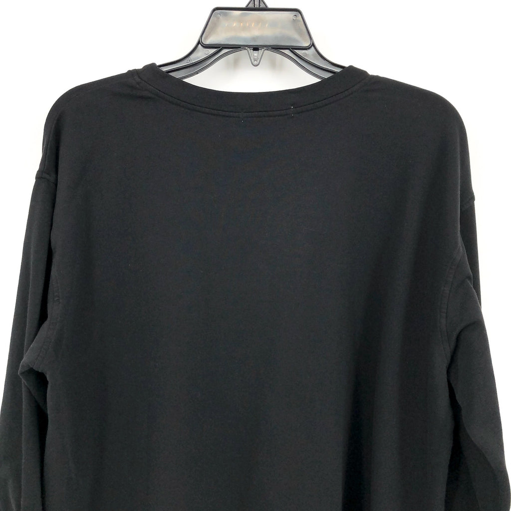 MODODOC Women's French Terry Crew Neck Top Large Black Puffed Long Sleeve NWT