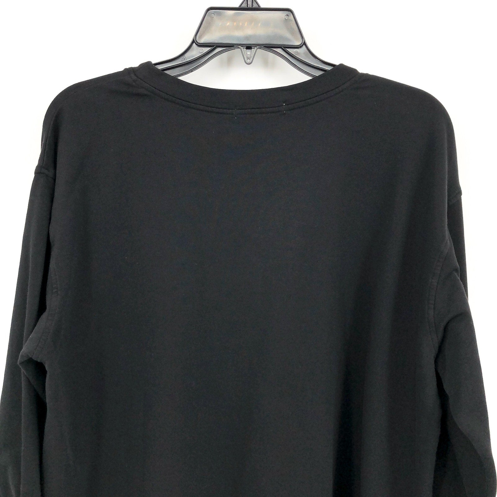 MODODOC Women's French Terry Crew Neck Top Large Black Puffed Long Sleeve NWT