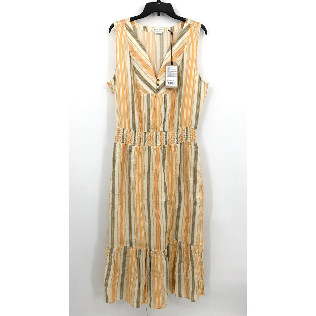 PRANA Women's California Dreaming Maxi Dress Large Golden Hour Stripe NWT