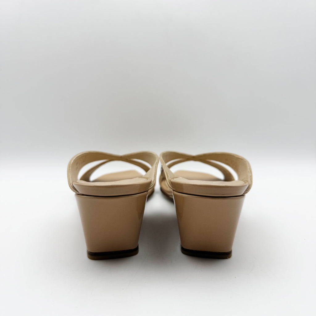 Stuart Weitzman Womens Miami 50 Wedge Slide Sandals Size 7.5 Tan Leather NIB