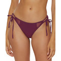 BECCA Women's Muse Mesh-Inset Side-Tie Bikini Bottoms XS Purple Aubergine NWT