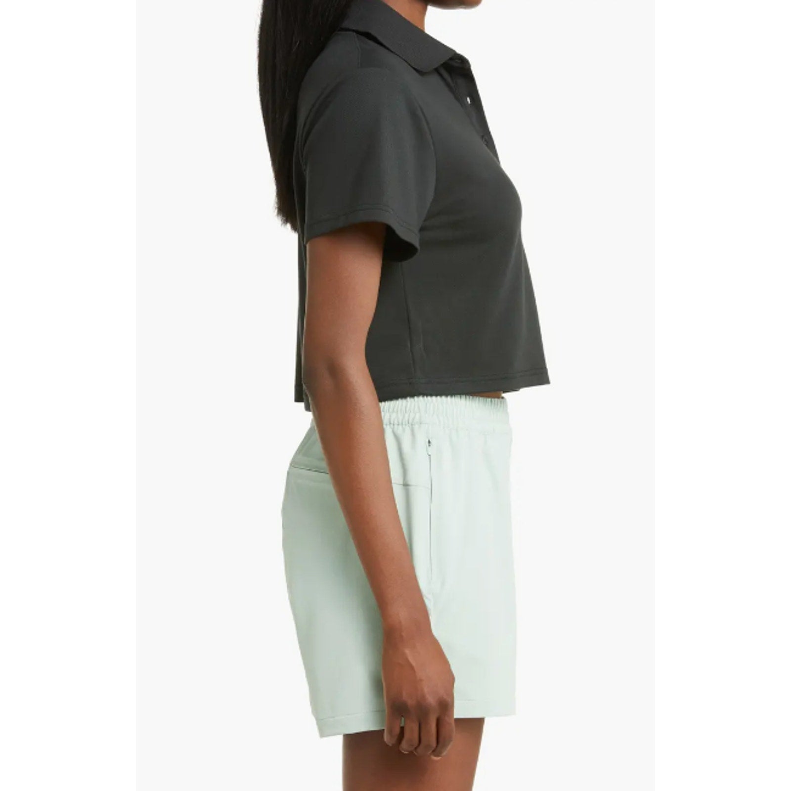 OUTDOOR VOICES Womens Birdie Crop Polo Shirt 3XL Black Pique Collared NWT