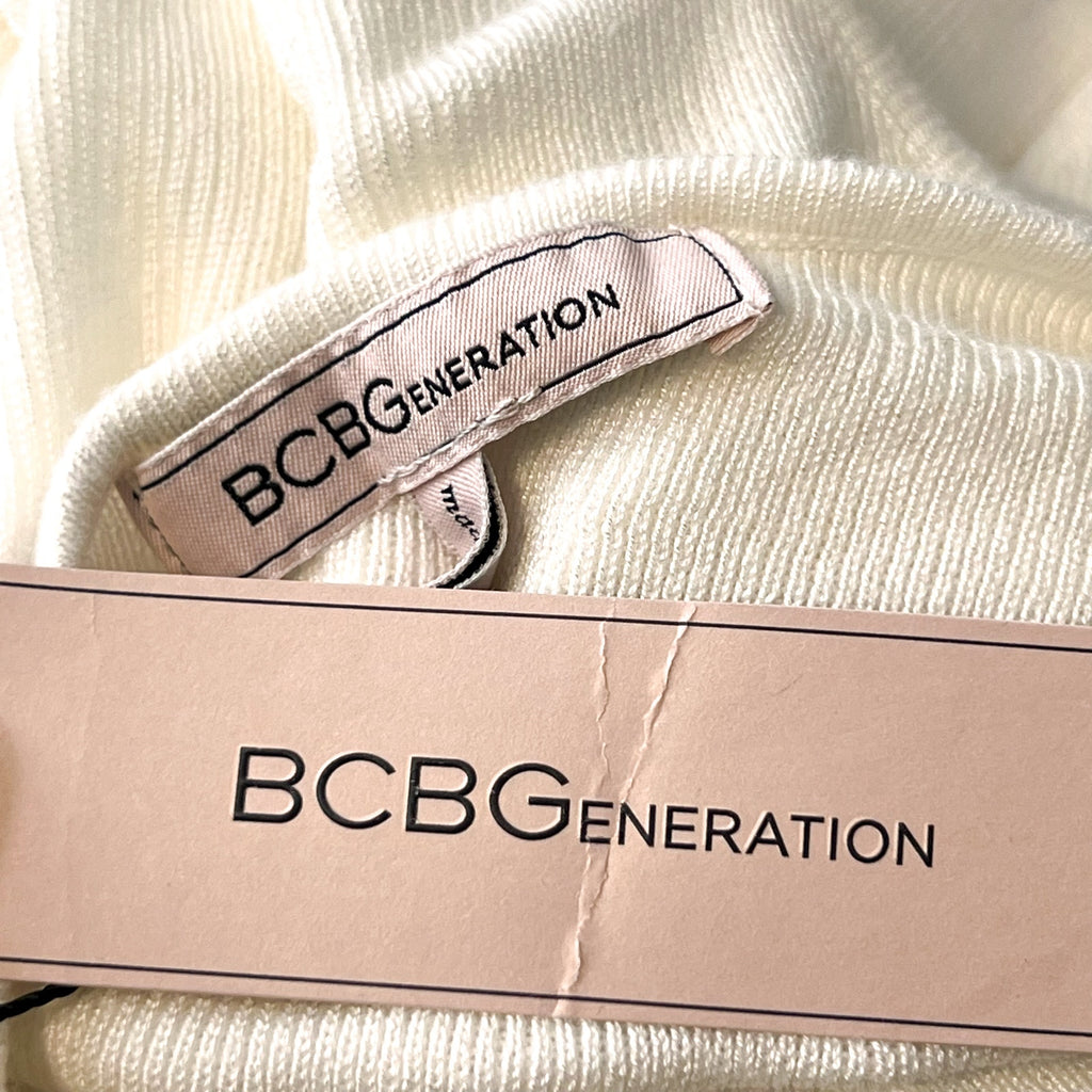 BCBGENERATION Women's Cutout Sweater Small White Marshmallow Small NWT
