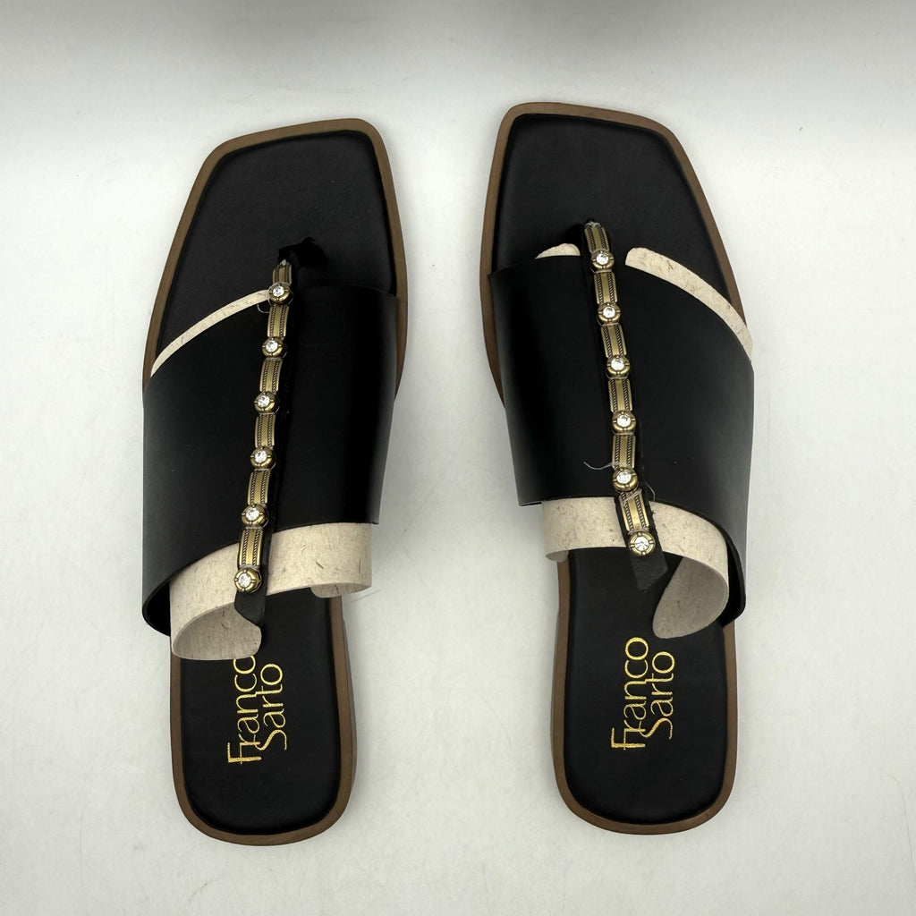 Franco Sarto Womens Megs Sandals SIZE 9 M EU 39 Black Leather Rhinestone NIB