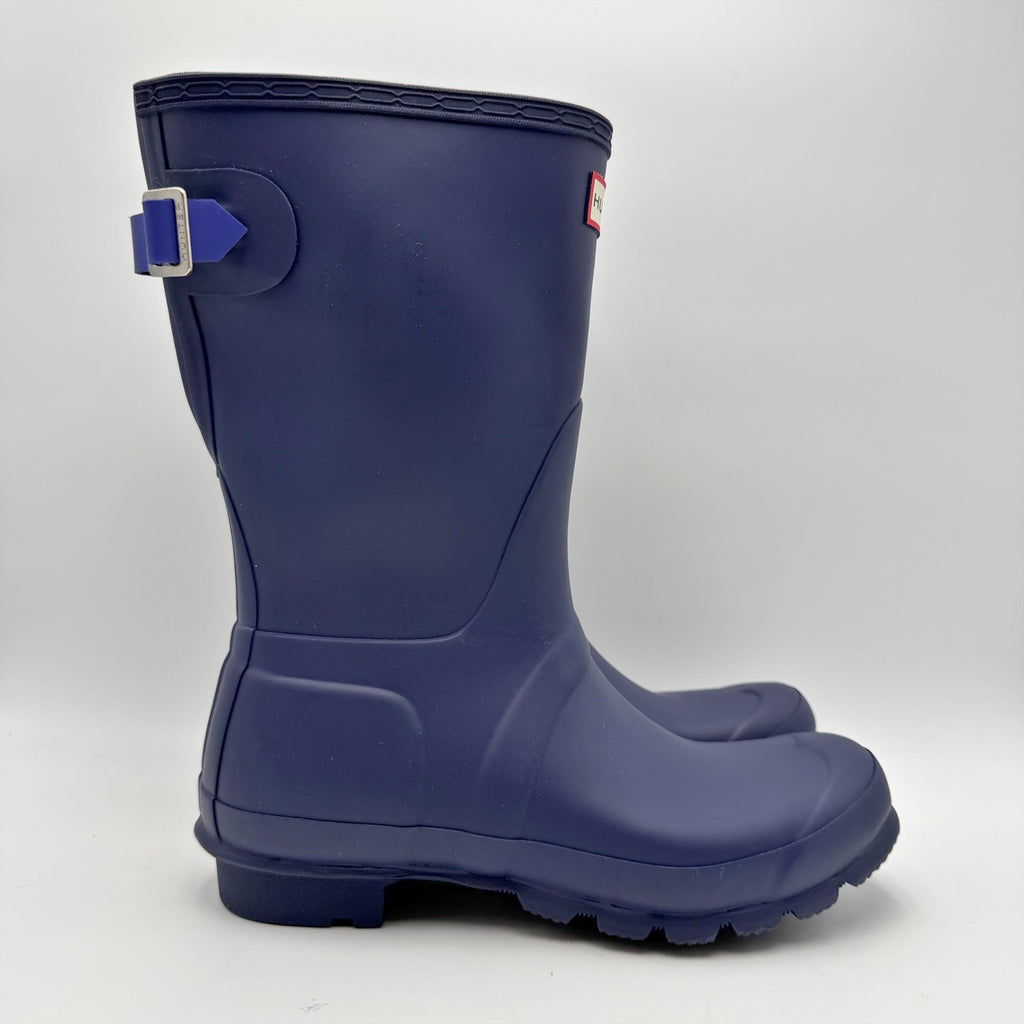 Hunter Womens Original Short Rain Mid Boots US 8 EU 39 Navy Blue Waterproof NWOB
