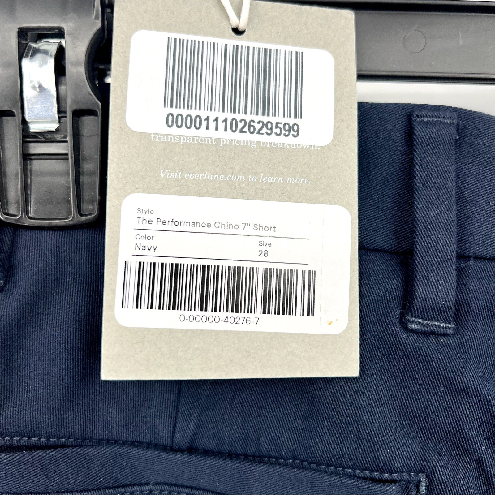 EVERLANE Men's The 7" Performance Chino Shorts Size 28 Navy Blue NWT