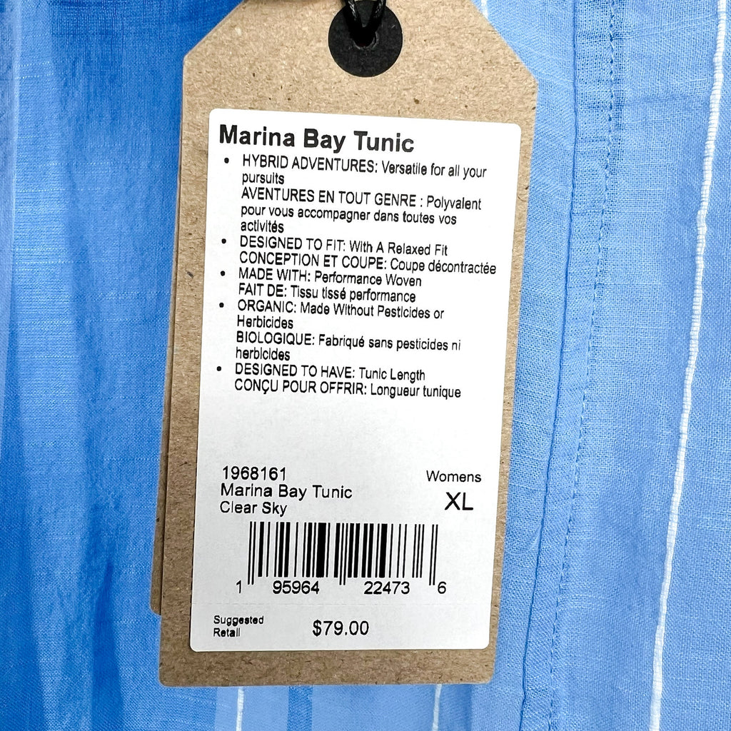 PRANA Women's Marina Bay Tunic Cover Up XL Blue Clear Sky Cotton Dress NWT