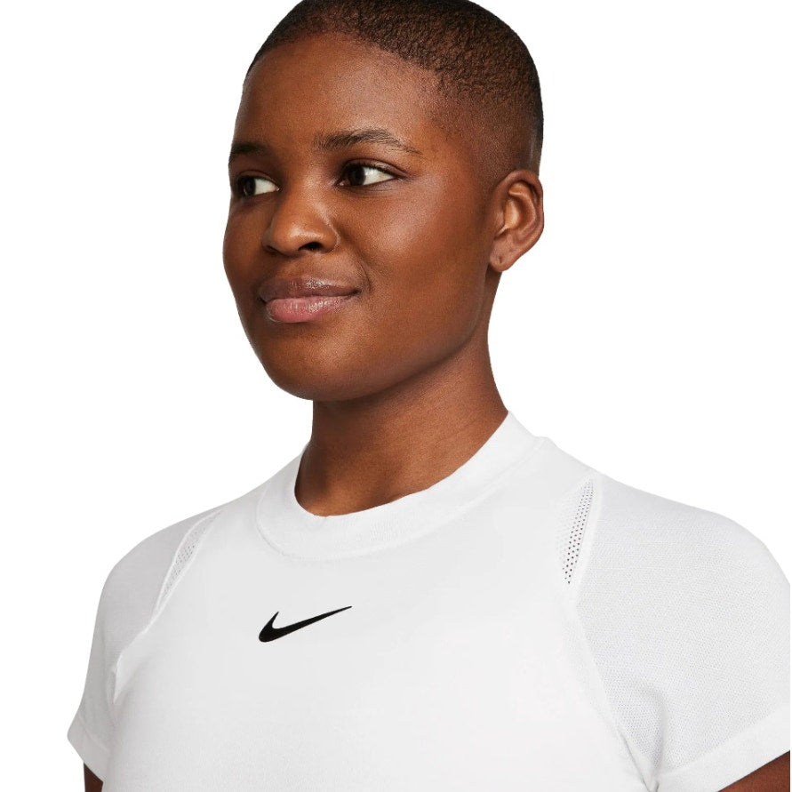 NIKE Women's Court Advantage Tennis T-Shirt Large White Short Sleeve Dri-Fit NWT