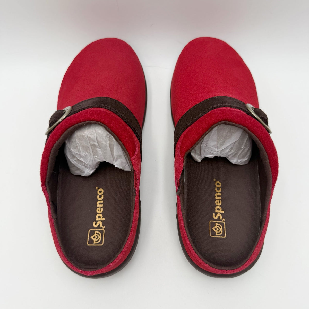 Spenco Womens Ashley Clogs Size 7.5 EU 38 Red Suede NIB