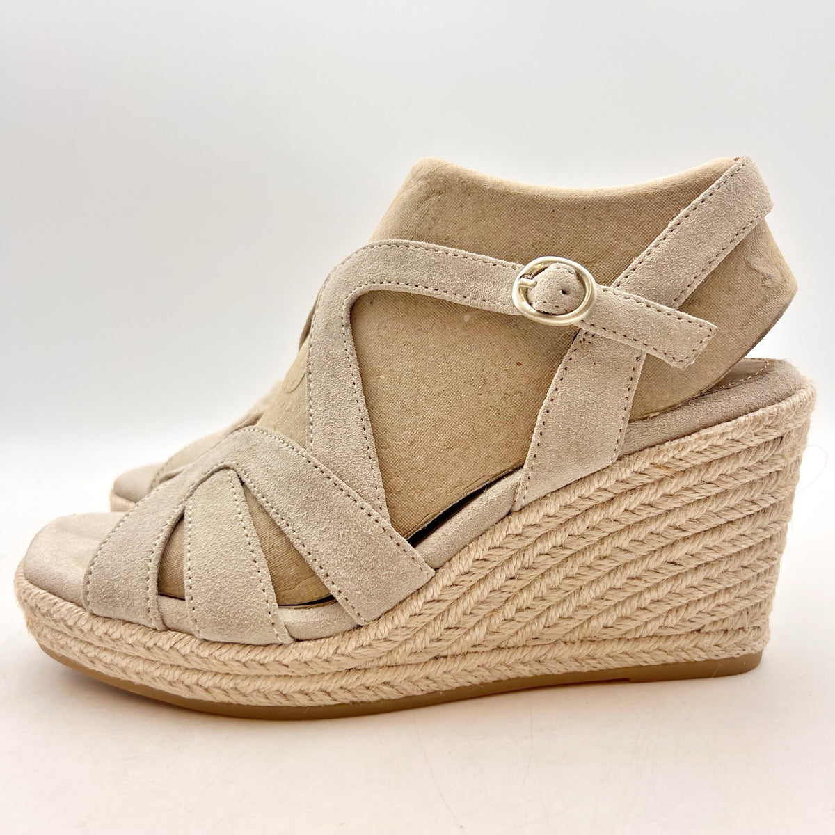 Sofft Womens Norma Espadrille Wedge Sandals Size 6.5 Tan Baywater Suede NIB