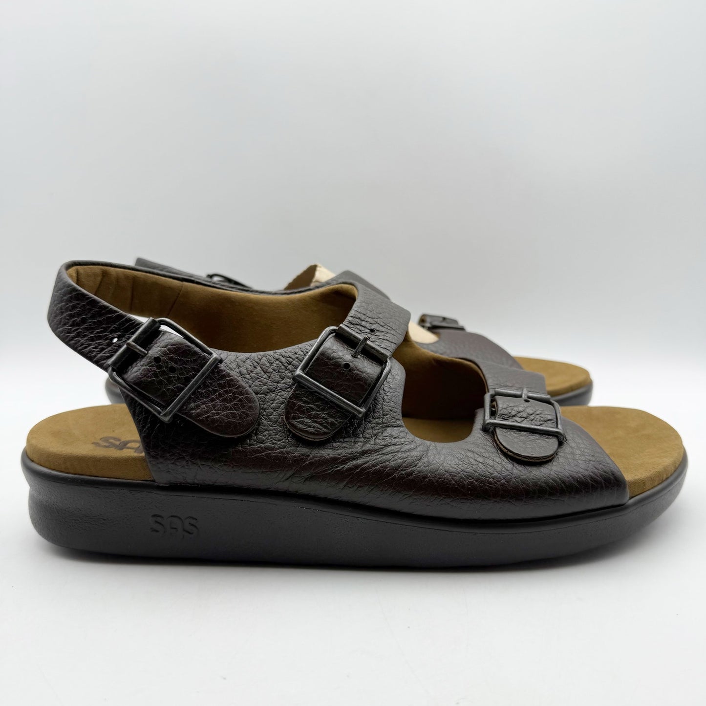SAS Mens Bravo Adjustable Comfort Sandals US 11 Wide Brown Leather NIB