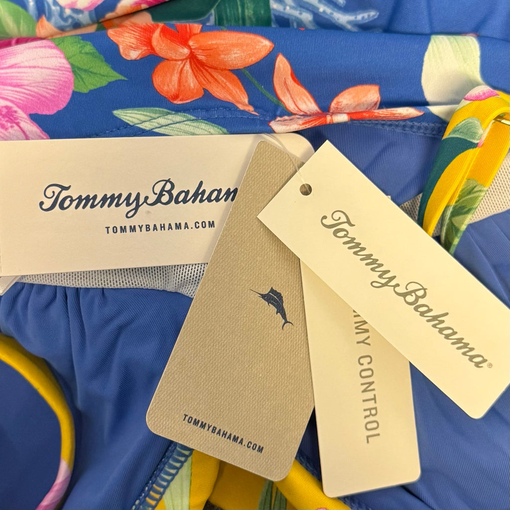 TOMMY BAHAMA Women's Isola Vita One-Piece Swimsuit Size 4 Yellow Blue Floral NWT