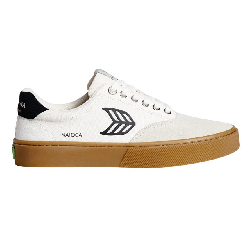 Cariuma Womens Naioca Pro Skate Low Sneakers US 8.5 White Black Canvas Suede NIB