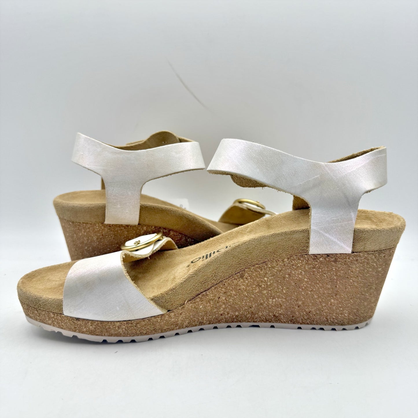 Papillio by Birkenstock Womens Soley Wedge Sandal EU 39 US 8 Silver Leather NWOB