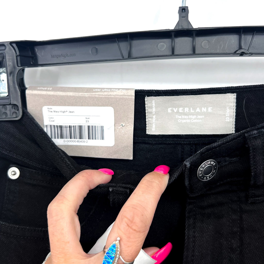 EVERLANE Women's The Way-High Jeans 23x25 US 000 Black Straight Leg NWT