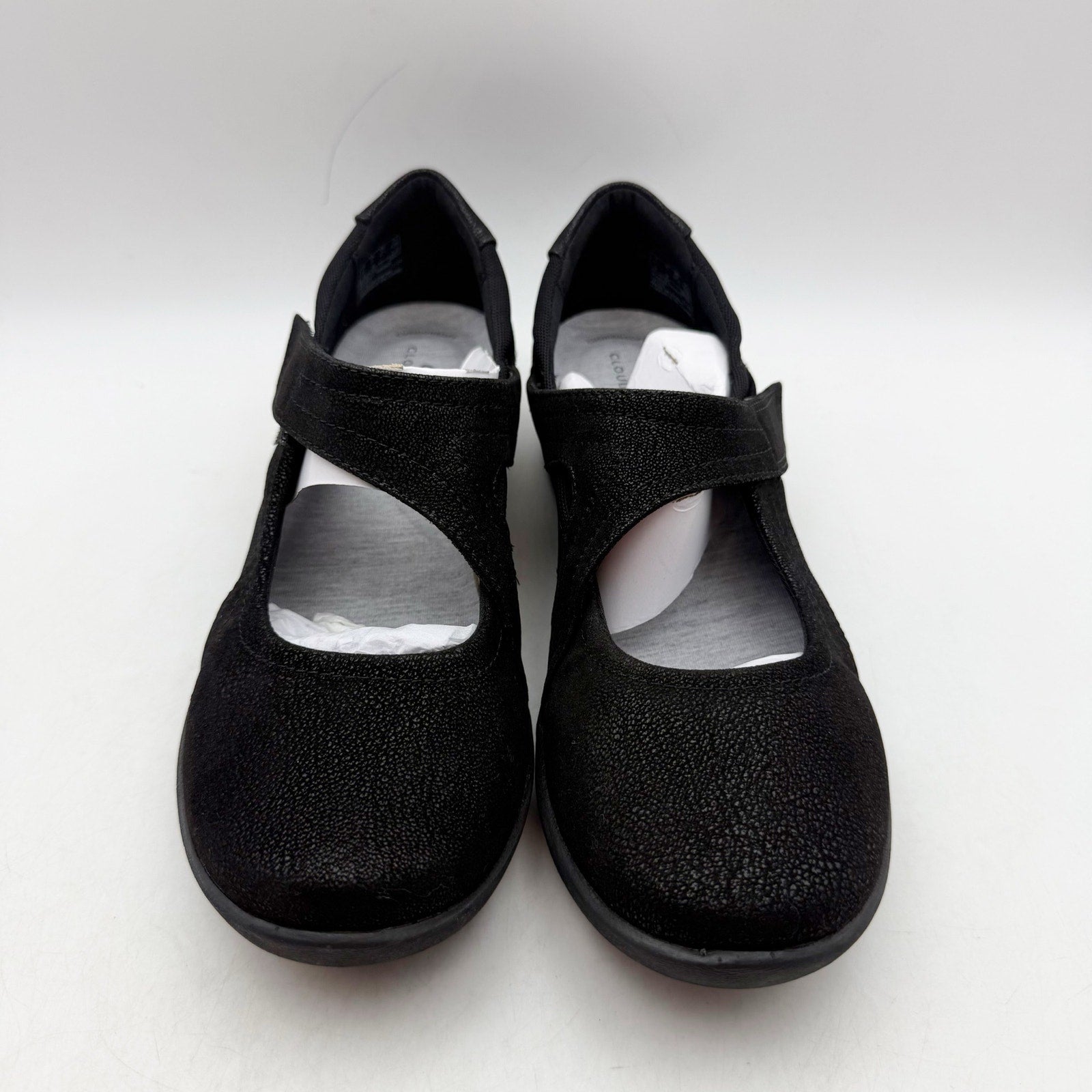 Clarks Womens Sillian Bella Mary Jane Shoes Size 7 M Black Vegan Nubuck NIB