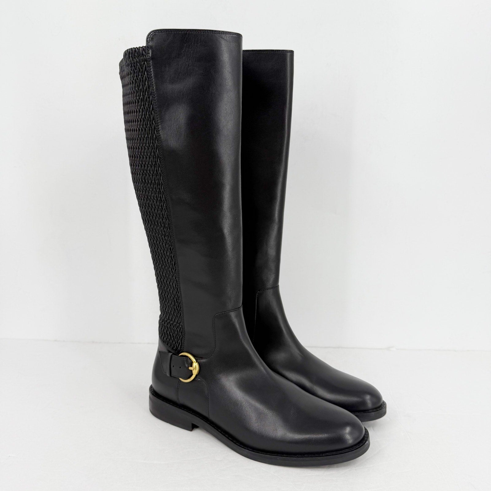 Cole Haan Womens Clover Knee High Boots US 7 M EU 37.5 Black Leather NWOB